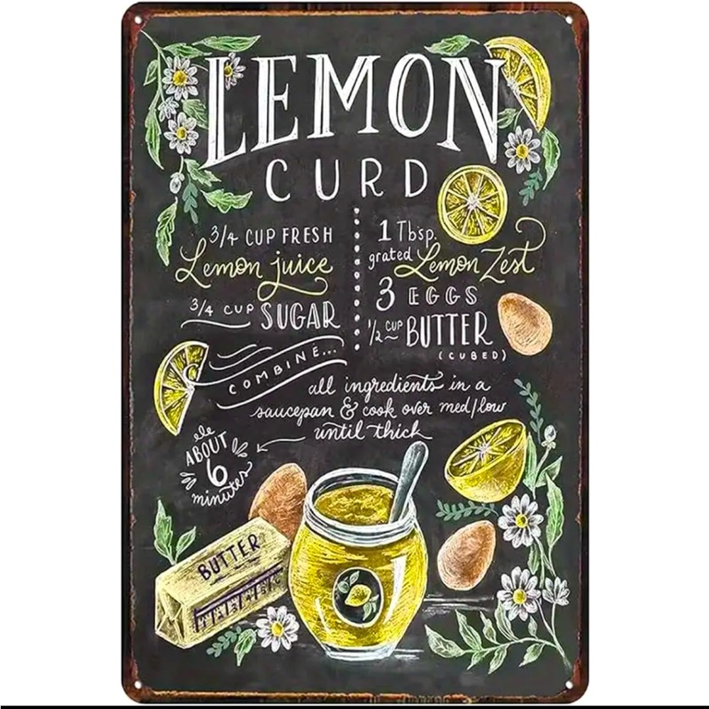 Lemon Curd Metal Wall Sign Chalkboard Recipe